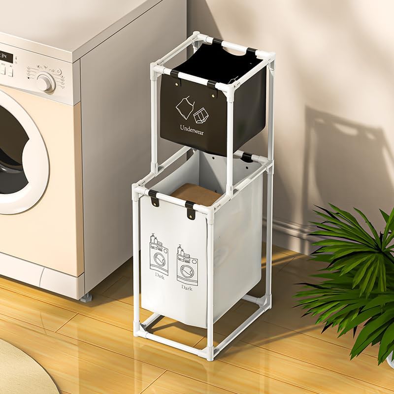 102x31x44cm Segregated Garment Basket Divided Laundry Organizer,Folding Dirty Clothes Basket,Durable and Sturdy with Strong Load-Bearing Capacity